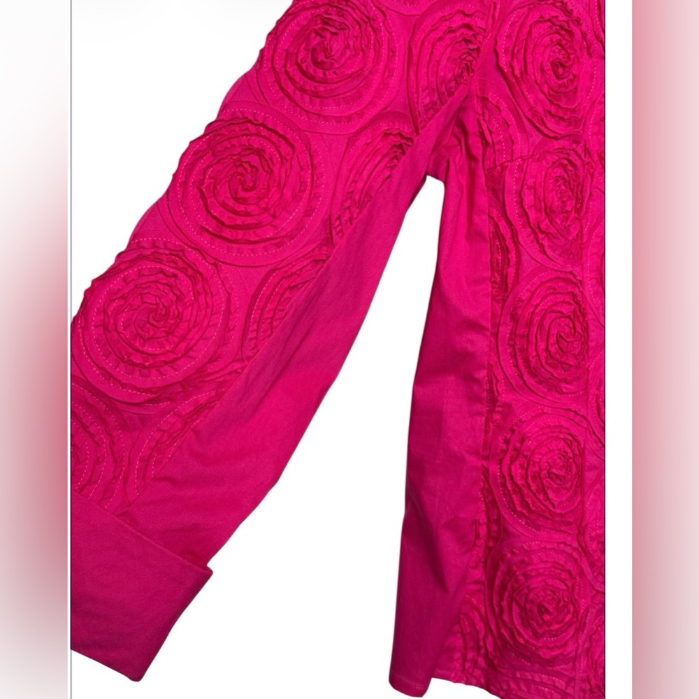 Samuel Dong Rosette Appliquéd Design Double Zip Top Pink NWT - Picture 9 of 9
